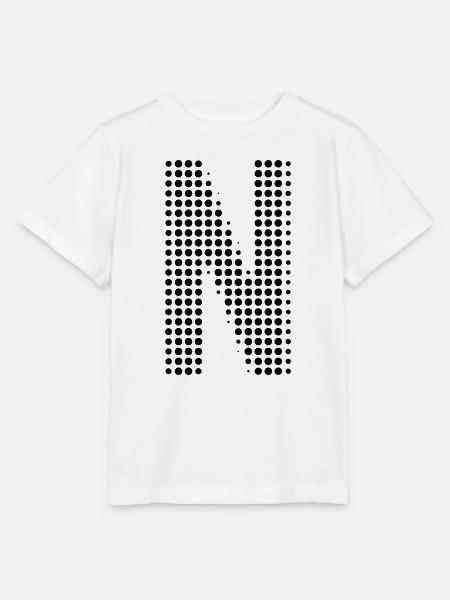 Buchstabe N – Punktmuster Initial Design - Stanley/Stella Kinder T-Shirt MINI CREATOR  - Weiß