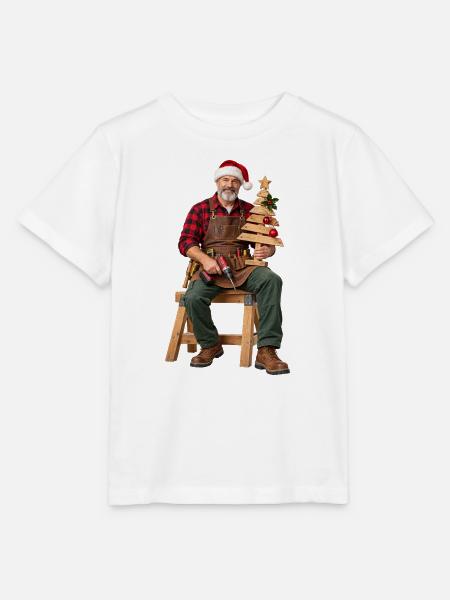 Rustikaler Weihnachtsbauer Holzbaum - Stanley/Stella Kinder T-Shirt MINI CREATOR - Weiß