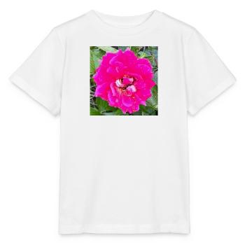 Rosa Rosenblüte - Stanley/Stella Kinder T-Shirt MINI CREATOR  - Weiß - Vorne - Maike (125cm)