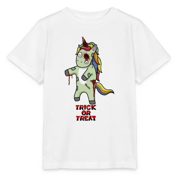 Halloween Trick or Treat Licorne Einhorn - T-shirt bio MINI CREATOR Stanley/Stella Enfant - blanc - Devant - Maike (125cm)