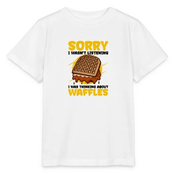 Citation ironique sur la consommation de gaufres - T-shirt bio MINI CREATOR Stanley/Stella Enfant - blanc - Devant - Maike (125cm)