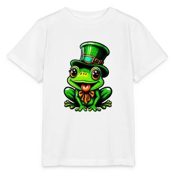 Cuddly frog with St. Patrick's Day top hat - Stanley/Stella MINI CREATOR Kids’ T-Shirt - white - Front - Maike (125cm)