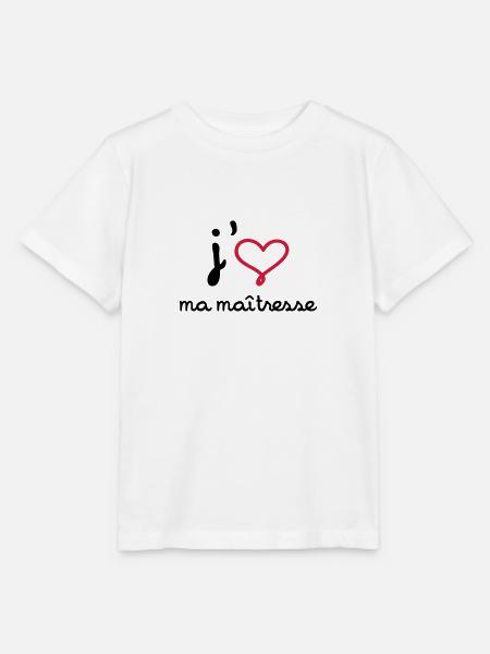J'aime ma maîtresse ! - T-shirt bio MINI CREATOR Stanley/Stella Enfant - blanc