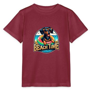 Dackel Hunde Sommer Strand und will jeder Hund - Stanley/Stella Kinder T-Shirt MINI CREATOR  - Burgunderrot - Vorne - Kain (125cm)