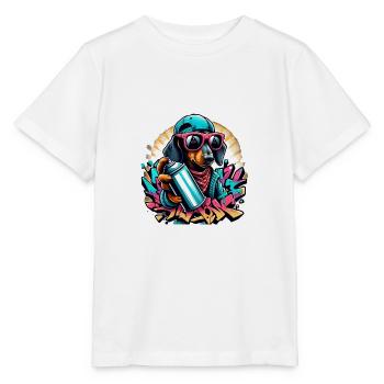 Dachshund Hunting Dog with Dogs Graffiti Dog - Stanley/Stella MINI CREATOR Kids’ T-Shirt - white - Front - Maike (125cm)
