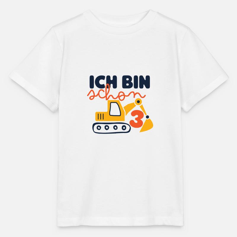 Geburtstagskind 3. Geburtstag Bagger Baustelle - Stanley/Stella Kinder T-Shirt MINI CREATOR  - Weiß