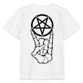 Pentagramm und Metalhand / metal - Stanley/Stella Kinder T-Shirt MINI CREATOR  - Weiß - Vorne - Maike (125cm)