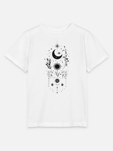 Boho Mond & Sonne – Mystisches Line-Art Design  - Stanley/Stella Kinder T-Shirt MINI CREATOR  - Weiß