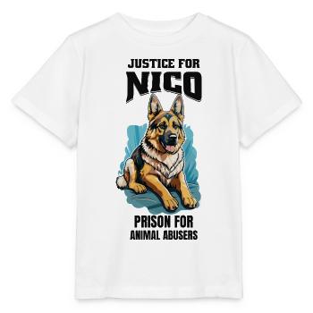 Justice pour Nico contre la cruauté envers les animaux - T-shirt bio MINI CREATOR Stanley/Stella Enfant - blanc - Devant - Maike (125cm)
