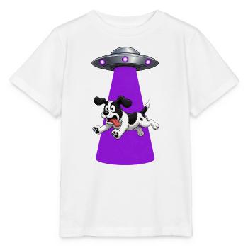 Dog Abducted By Purple UFO Beam - Stanley/Stella MINI CREATOR Kids’ T-Shirt - white - Front - Maike (125cm)