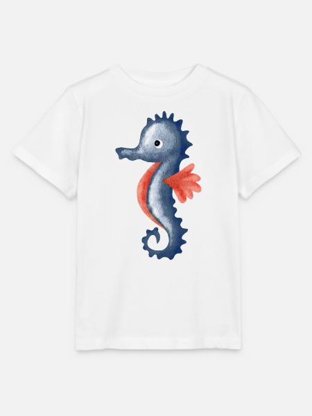 Wasserfarbenes Seepferdchen Cartoon - Stanley/Stella Kinder T-Shirt MINI CREATOR - Weiß