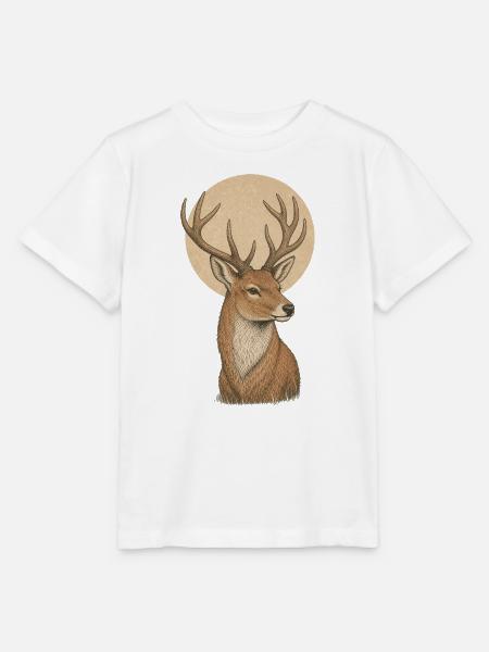 Hirschporträt im Mondkreis - Stanley/Stella Kinder T-Shirt MINI CREATOR - Weiß