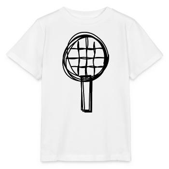 Tennisschläger handgezeichnet - Stanley/Stella Kinder T-Shirt MINI CREATOR  - Weiß - Vorne - Maike (125cm)