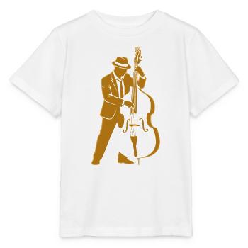 Retro Jazz Upright Bassist Silhouette - Stanley/Stella Kinder T-Shirt MINI CREATOR  - Weiß - Vorne - Maike (125cm)