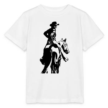 Cow-girl avec le cheval - T-shirt bio MINI CREATOR Stanley/Stella Enfant - blanc - Devant - Maike (125cm)