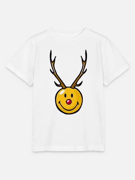Smiley Christmas Reindeer - Stanley/Stella Kinder T-Shirt MINI CREATOR  - Weiß
