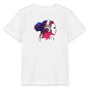 girl with headphones, woman with headphones - Stanley/Stella Kinder T-Shirt MINI CREATOR  - Weiß - Vorne - Maike (125cm)