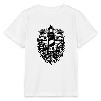 Leuchtturm an der Küste mit Anker - Stanley/Stella Kinder T-Shirt MINI CREATOR  - Weiß - Vorne - Maike (125cm)