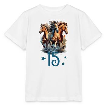 Geburtstag 15 Mädchen Pferd Reiten Stall Fünfzehn - Stanley/Stella Kinder T-Shirt MINI CREATOR  - Weiß - Vorne - Maike (125cm)