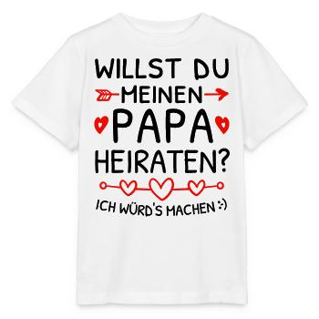 Willst du meinen Papa heiraten? Heiratsantrag - Stanley/Stella Kinder T-Shirt MINI CREATOR  - Weiß - Vorne - Maike (125cm)