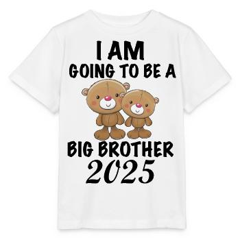 Großer Bruder 2025, 2025 Großer Bruder Teddybär - Stanley/Stella Kinder T-Shirt MINI CREATOR  - Weiß - Vorne - Maike (125cm)