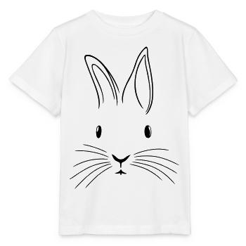 Minimalistischer Hase Osterhase Ostern Schlappohr - Stanley/Stella Kinder T-Shirt MINI CREATOR  - Weiß - Vorne - Maike (125cm)