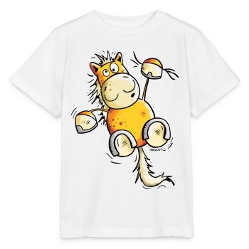 Funny yellow horse - Stanley/Stella MINI CREATOR Kids’ T-Shirt - white - Front - Maike (125cm)