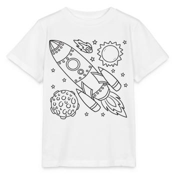 Rakete Weltraum Spaceship - Stanley/Stella Kinder T-Shirt MINI CREATOR  - Weiß - Vorne - Maike (125cm)