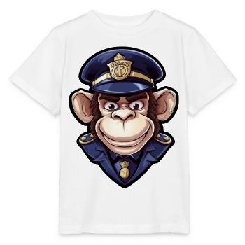 Affen Polizistin - Stanley/Stella Kinder T-Shirt MINI CREATOR  - Weiß - Vorne - Maike (125cm)