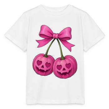 Rosa Kirschkürbisse, Halloween Kürbiskirschen - Stanley/Stella Kinder T-Shirt MINI CREATOR  - Weiß - Vorne - Maike (125cm)