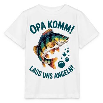 Angeln mit Opa Fisch und lustiger Spruch - Stanley/Stella Kinder T-Shirt MINI CREATOR  - Weiß - Vorne - Maike (125cm)