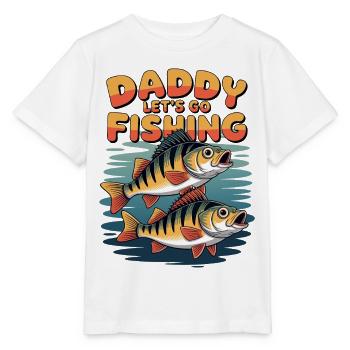Daddy Lets Go Fishing - Stanley/Stella MINI CREATOR Kids’ T-Shirt - white - Front - Maike (125cm)
