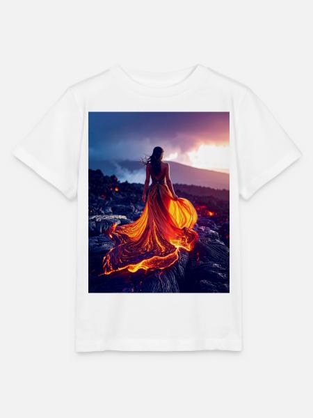 Feuerähnliches Kleid auf Lavafeld - Stanley/Stella Kinder T-Shirt MINI CREATOR - Weiß