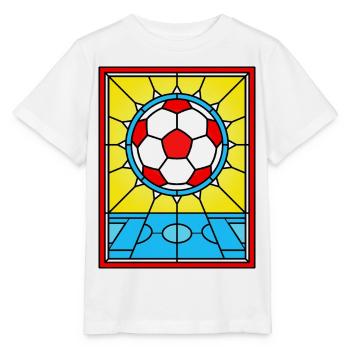 Buntglas Fußball- und Fußballplatz - Stanley/Stella Kinder T-Shirt MINI CREATOR  - Weiß - Vorne - Maike (125cm)
