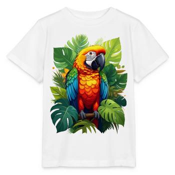 Papagei im Dschungel - Stanley/Stella Kinder T-Shirt MINI CREATOR  - Weiß - Vorne - Maike (125cm)