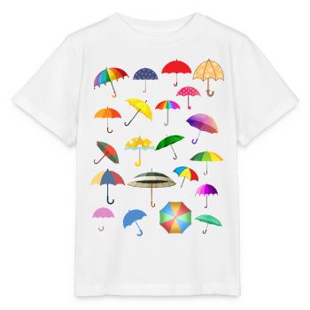 A pile full of colorful umbrellas - Stanley/Stella MINI CREATOR Kids’ T-Shirt - white - Front - Maike (125cm)