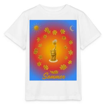 Katzen Sommerglanz - Stanley/Stella Kinder T-Shirt MINI CREATOR  - Weiß - Vorne - Maike (125cm)