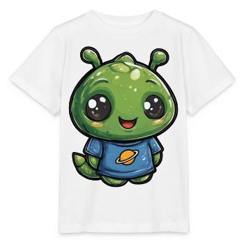 Kleiner Planetenfreund Alien Shirt - Stanley/Stella Kinder T-Shirt MINI CREATOR  - Weiß - Vorne - Maike (125cm)