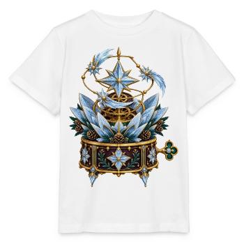 Frostblumen-Uhrwerk mit Kometenmechanik - Stanley/Stella Kinder T-Shirt MINI CREATOR  - Weiß - Vorne - Maike (125cm)