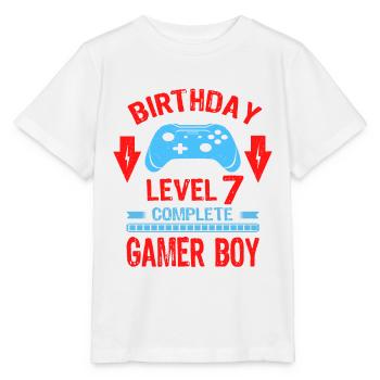 Sept 7 ans BDay Son Garçon Drôle Gamer 7ème 7 ans - T-shirt bio MINI CREATOR Stanley/Stella Enfant - blanc - Devant - Maike (125cm)