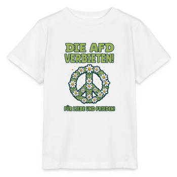 AfD verbieten für Liebe und Frieden - Gegen Nazis - Stanley/Stella Kinder T-Shirt MINI CREATOR  - Weiß - Vorne - Maike (125cm)