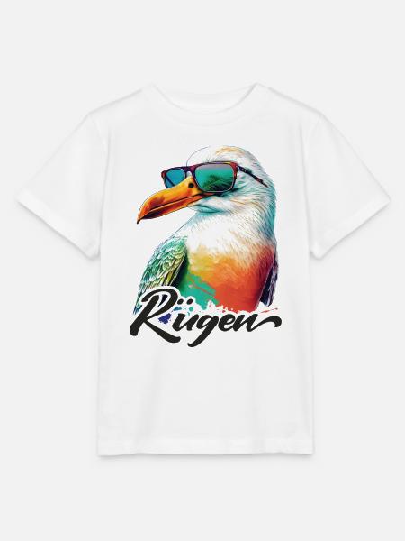 Rügen Urlaub coole bunte Möwe mit Sonnenbrille - Stanley/Stella Kinder T-Shirt MINI CREATOR  - Weiß
