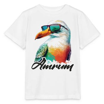 Amrum Urlaub coole bunte Möwe mit Sonnenbrille - Stanley/Stella Kinder T-Shirt MINI CREATOR  - Weiß - Vorne - Maike (125cm)