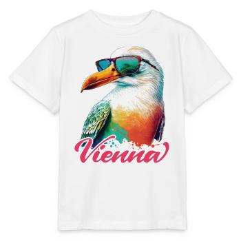 Vienne Autriche vacances Mouette avec lunettes de soleil - T-shirt bio MINI CREATOR Stanley/Stella Enfant - blanc - Devant - Maike (125cm)