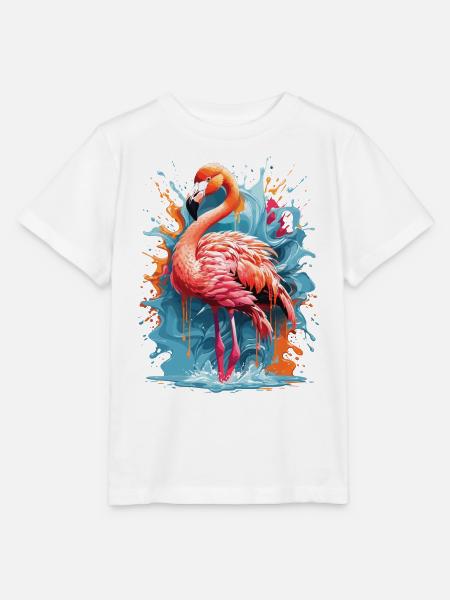 Flamingo Graffiti Water Splash - Stanley/Stella Kinder T-Shirt MINI CREATOR  - Weiß