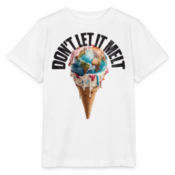 Fonte de la terre dans le cornet de crème glacée Ne le laissez pas fondre - T-shirt bio MINI CREATOR Stanley/Stella Enfant - blanc - Devant - Maike (125cm)