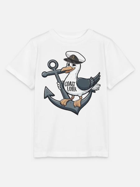 Coast Lover Seagull Möwe Anker Sailor Anchor - Koszulka dziecięca Stanley/Stella MINI CREATOR  - biały