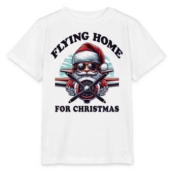 Pilot Santa Flying Home for Christmas Airplane - Stanley/Stella MINI CREATOR Kids’ T-Shirt - white - Front - Maike (125cm)
