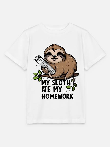 Mein Faultier hat meine Hausaufgaben gegessen - Stanley/Stella Kinder T-Shirt MINI CREATOR  - Weiß