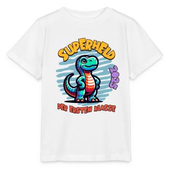 Schulkind 2025 Einschulung Dino - Stanley/Stella Kinder T-Shirt MINI CREATOR  - Weiß - Vorne - Maike (125cm)